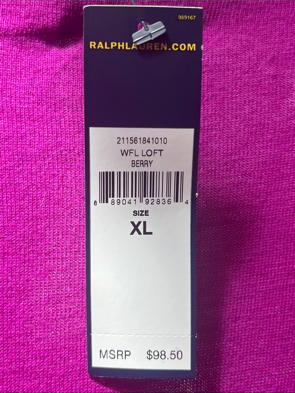 Polo Ralph Lauren XL V-Neck Sweater in Berry soft luxury New with tags - Picture 5 of 12